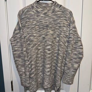 LOFT Women's Turtleneck Sweater in Gray and Cream